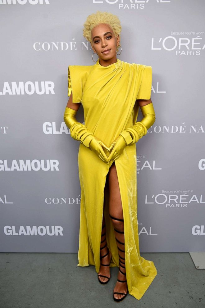 PHOTO: Solange poses backstage at Glamour's 2017 Women of the Year awards at Kings Theatre, Nov. 13, 2017, in Brooklyn, New York.