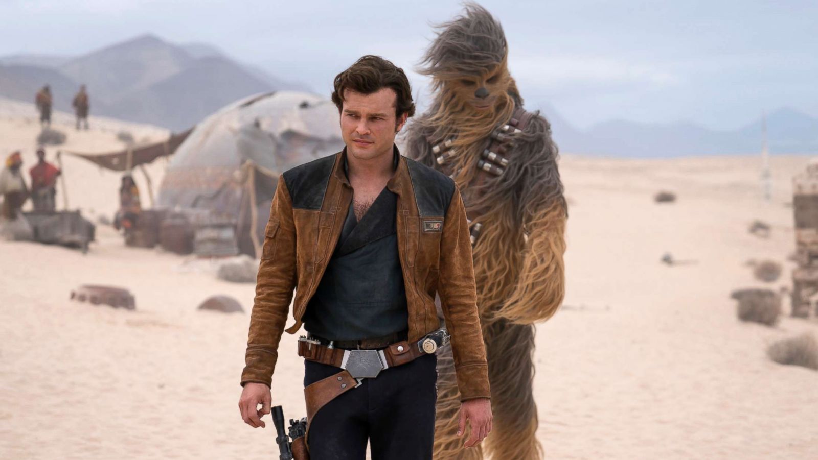 PHOTO: Alden Ehrenreich and Joonas Suotamo in a scene from "Solo: A Star Wars Story."