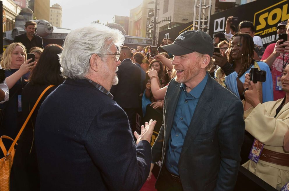 PHOTO: George Lucas and Ron Howard attend the premiere of "Solo: A Star Wars Story" at the El Capitan Theatre on May 10, 2018 in Hollywood, Calif.