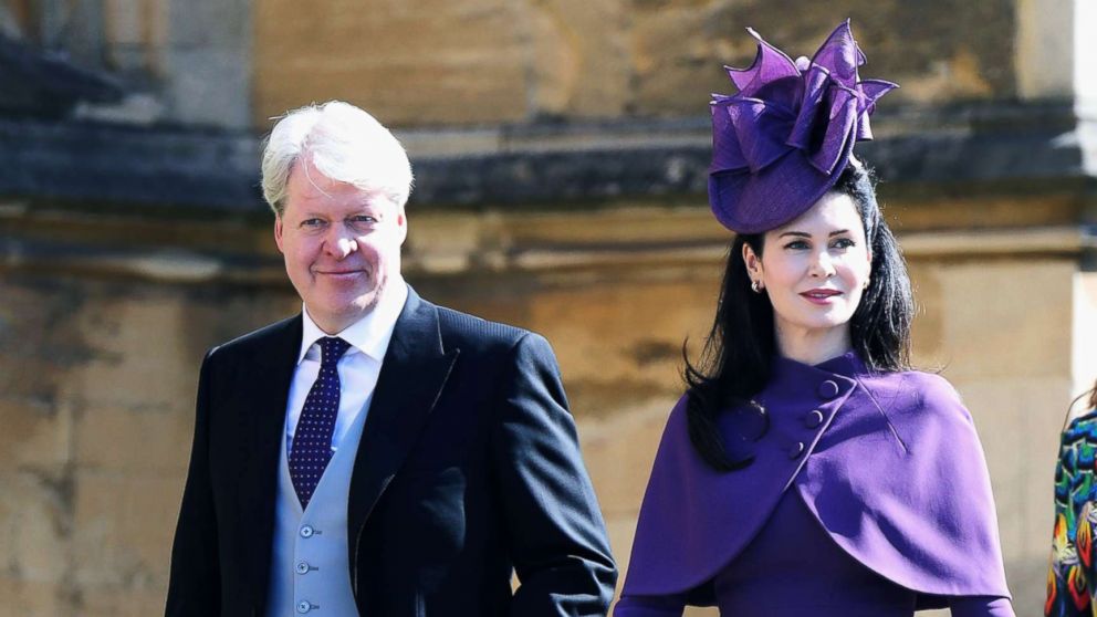 PHOTO: Charles Spencer, 9th Earl Spencer and Karen Spencer arrive at the wedding of Prince Harry to Meghan Markle at St George's Chapel, Windsor Castle, May 19, 2018, in Windsor, England. 