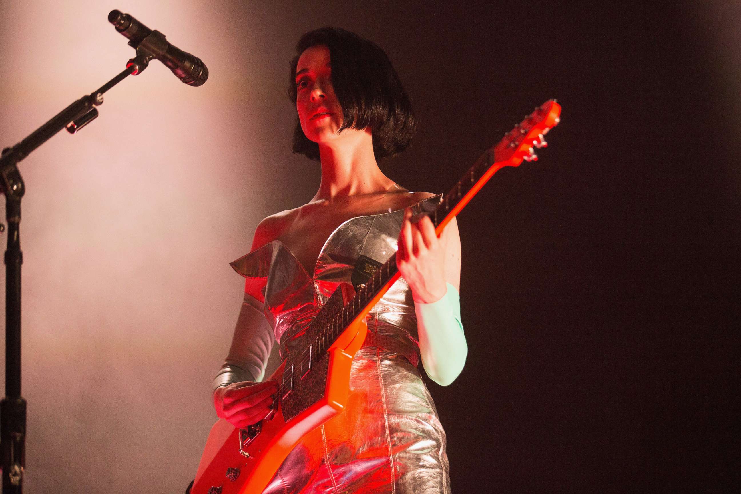 PHOTO: St. Vincent performs on stage during opening night of the "Fear The Future" tour as part of the Red Bull Music Academy Festival Los Angeles at Paramount Studios, Oct. 7, 2017 in Hollywood, Calif.  