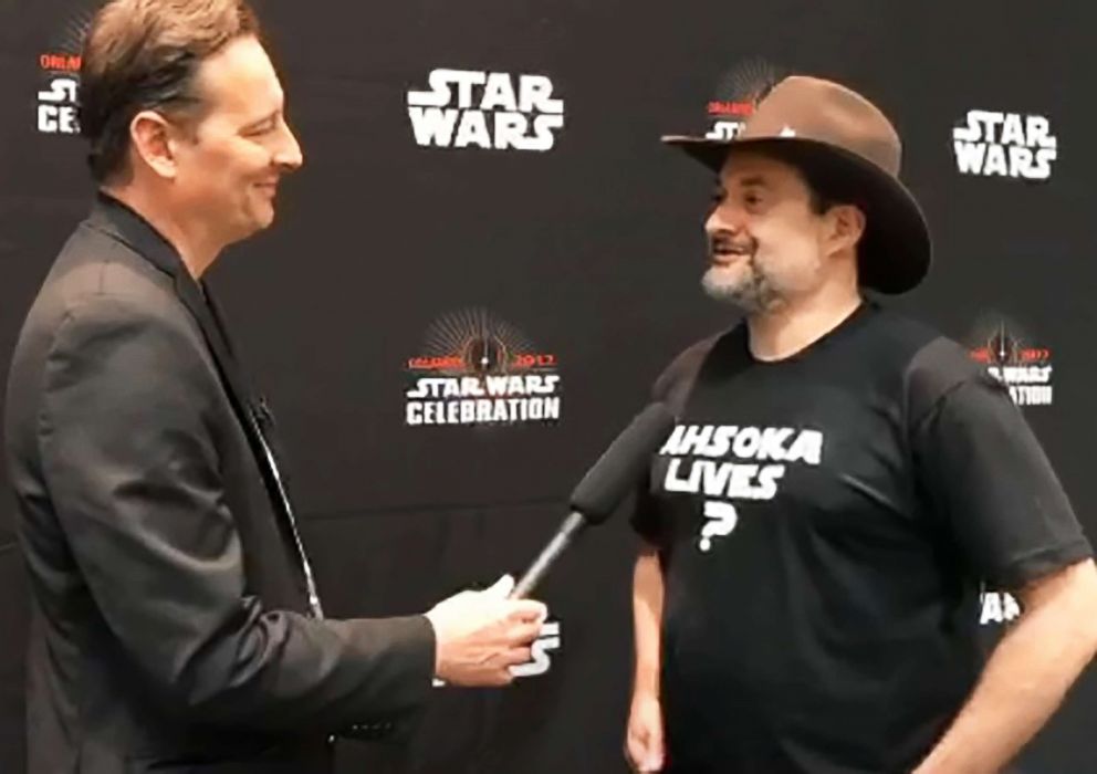 PHOTO: Star Wars Rebels creator and co-executive producer Dave Filoni trolled fans in April 2017 with his "Ashoka Lives" T-shirt.