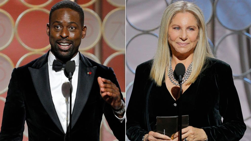 Sterling K. Brown and Barbra Streisand appear during the 75th Annual Golden Globe Awards on Jan. 7, 2018 in Beverly Hills, Calif.