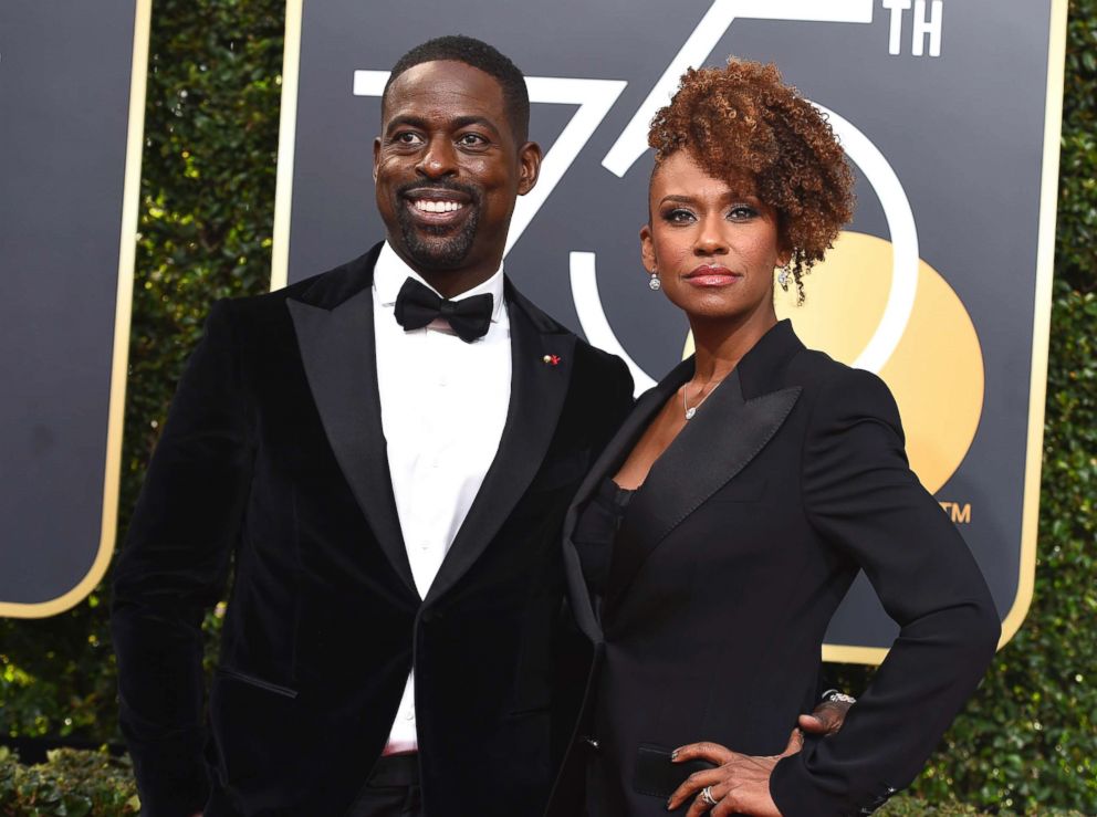 PHOTO: Sterling K. Brown, left, and Ryan Bathe arrive at the 75th annual Golden Globe Awards at the Beverly Hilton Hotel, Jan. 7, 2018, in Beverly Hills, Calif. 