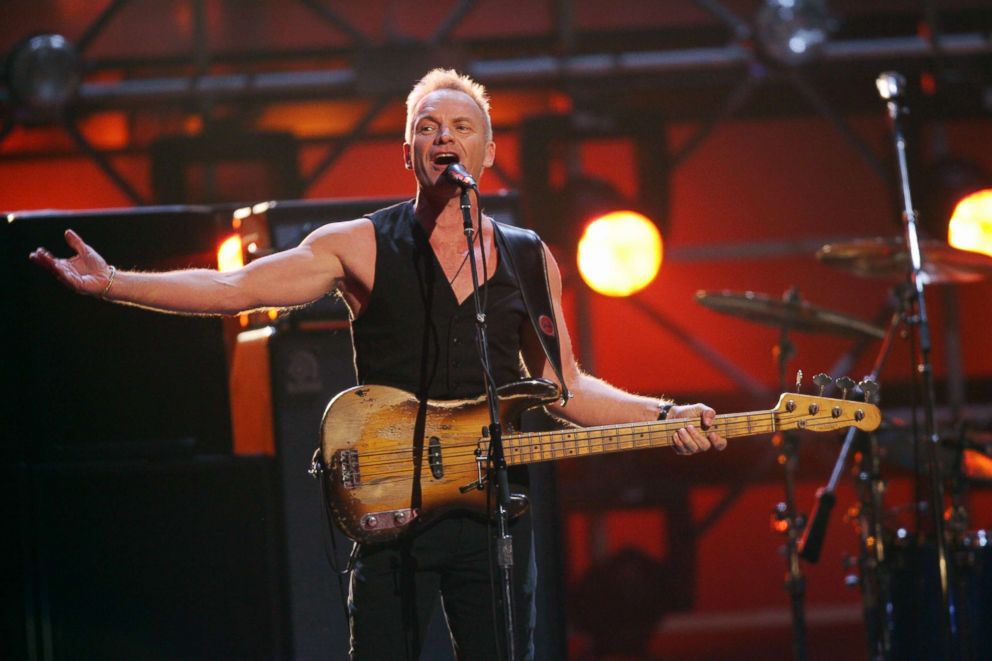 PHOTO: Sting of The Police performs during a reunion with drummer Stewart Copeland and guitarist Andy Summers at the opening of the 49th Grammy Awards in Los Angeles, Feb. 11, 2007.