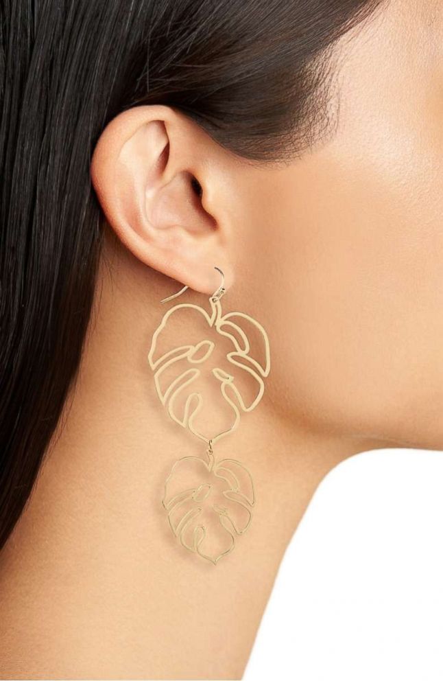 PHOTO: Turn over a new leaf with statement earrings. Style Hint: You can get away with oversized earrings when the silhouette is delicate. Added bonus, this cut-out design is lightweight and easy to wear.