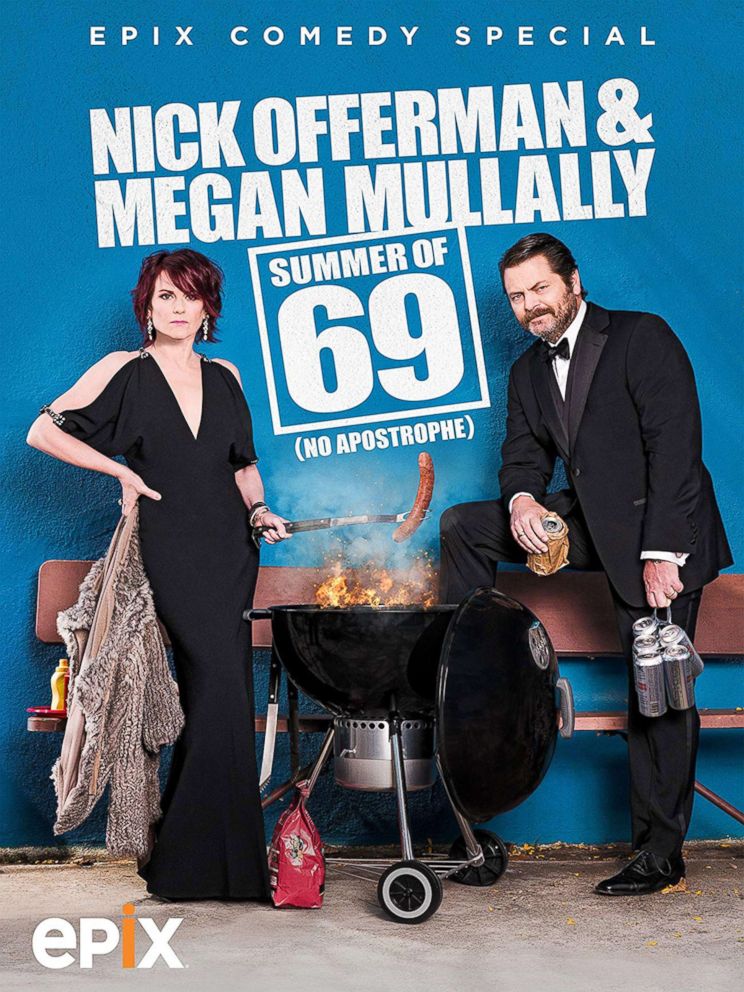 PHOTO: The poster for Nick Offerman and Megan Mullally's 'Summer of 69' tour is shown here.