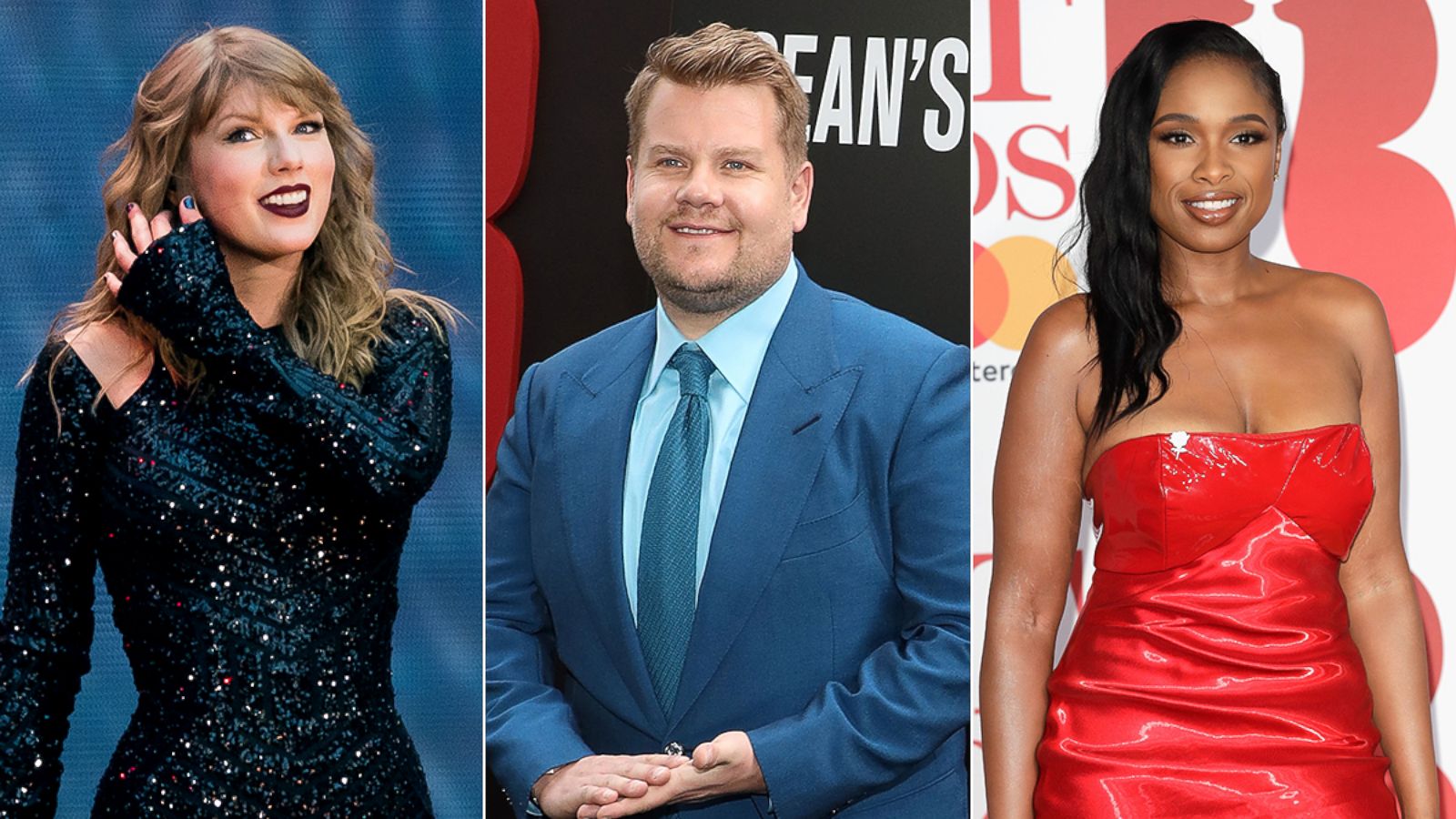 PHOTO: Taylor Swift, left, James Corden and Jennifer Hudson.