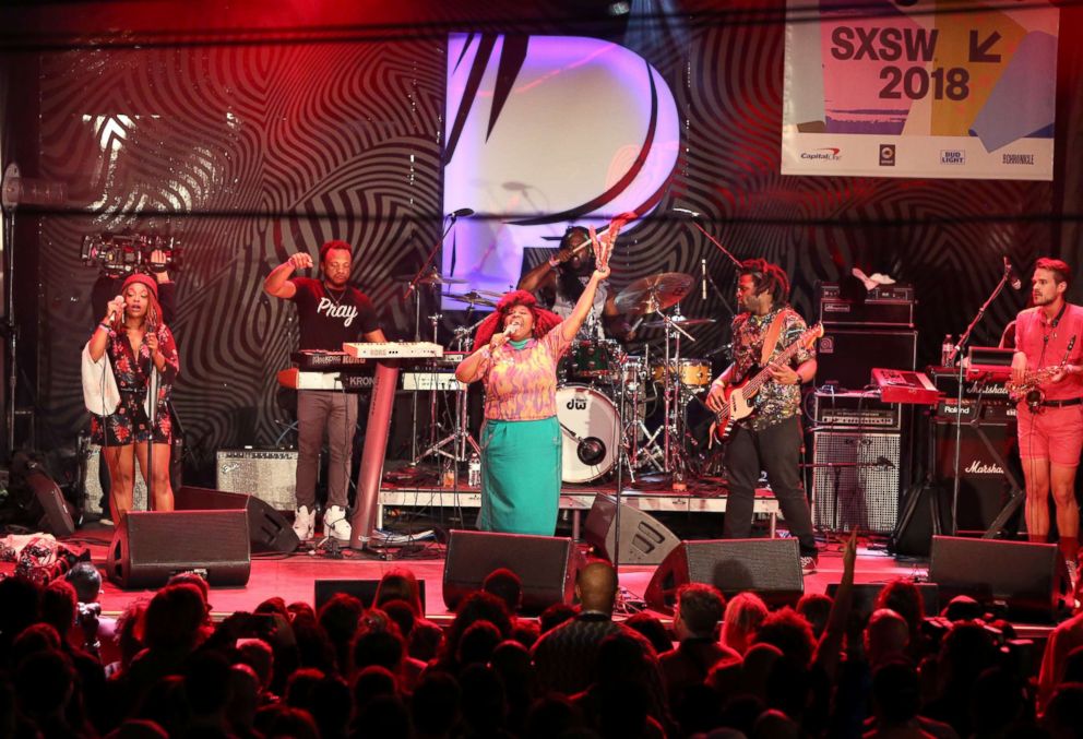 PHOTO: Tank and the Bangas perform onstage at Pandora during SXSW at Stubb's Bar-B-Q, March 15, 2018, in Austin, Texas.  