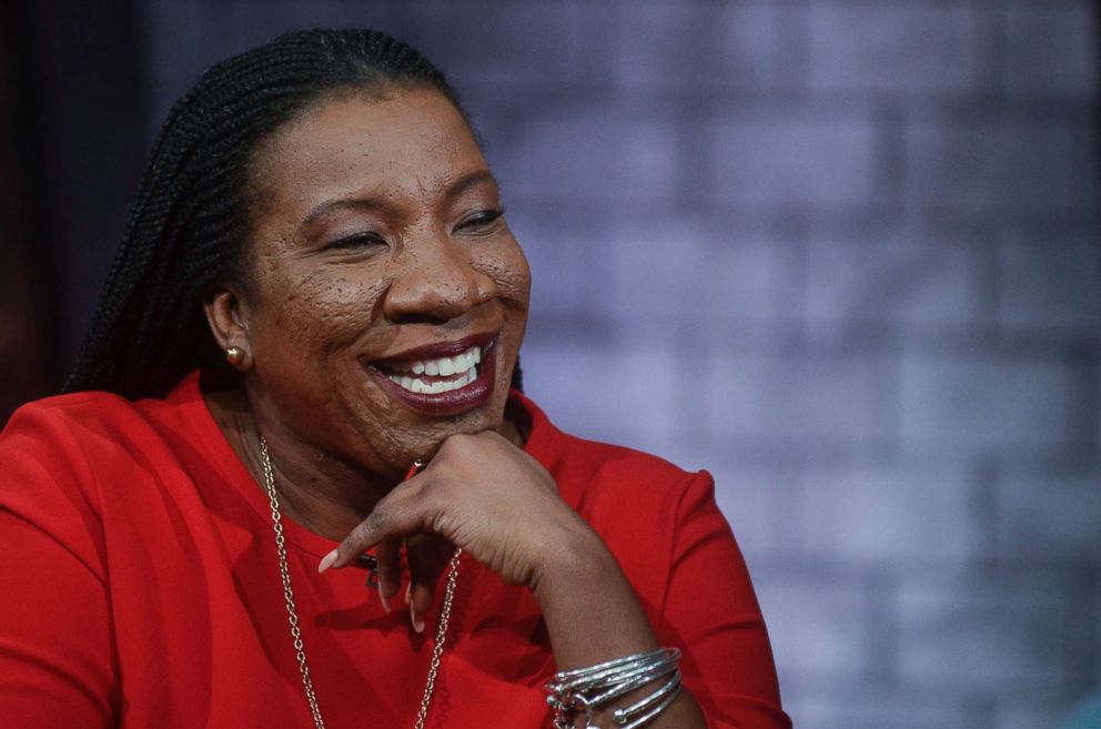PHOTO: Tarana Burke, activist and founder of #MeToo, during a taping of Comedy Central's "The Opposition w/ Jordan Klepper" at Hotel Pennsylvania, Feb. 8, 2018, in New York.