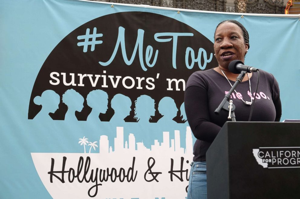 PHOTO: #MeToo campaign founder Tarana Burke speaks at the #MeToo Survivors March & Rally, Nov. 12, 2017 in Hollywood, Calif.