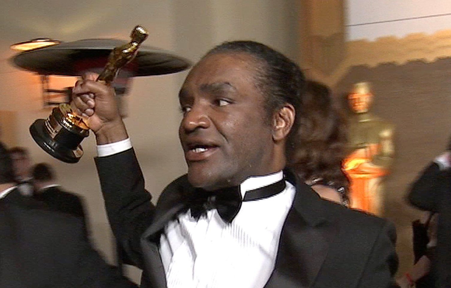 PHOTO: Terry Bryant, the man accused of stealing Frances McDormand's best actress Oscar at the lavish Governor's Ball party, is seen with the statuette in this still image from Reuters video in Hollywood, Calif., March 4, 2018. 