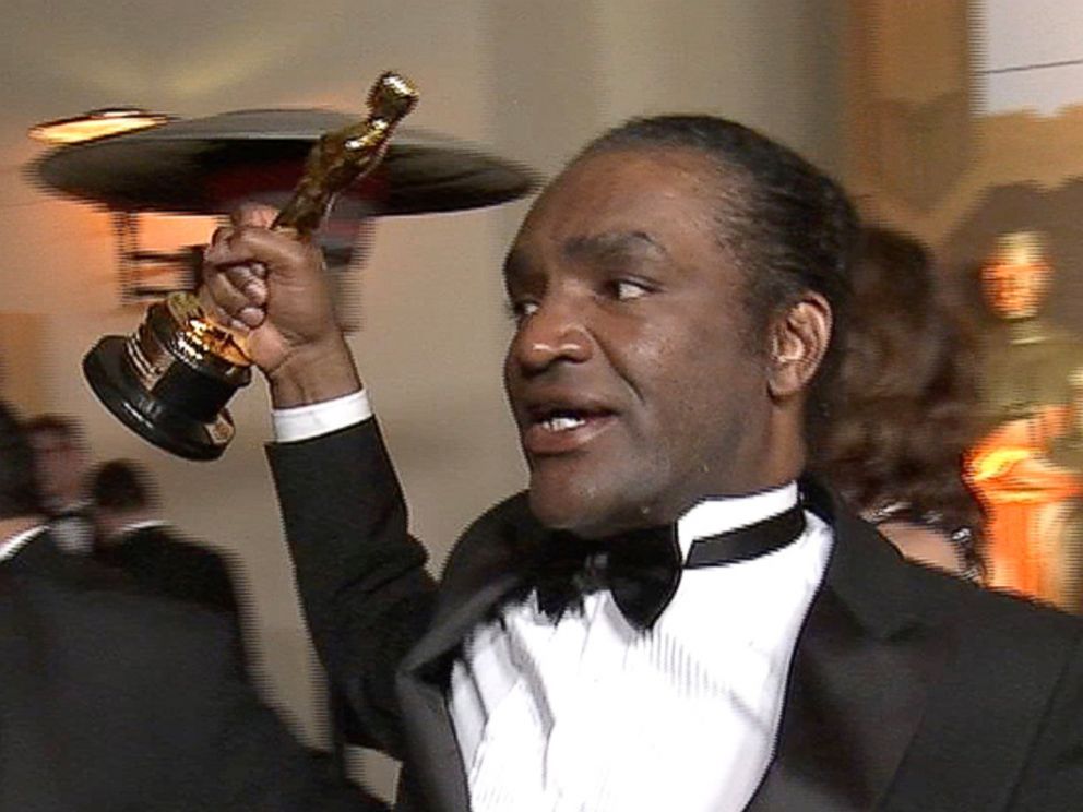 PHOTO: Terry Bryant is seen holding an Oscar statue at the Governors Ball party in a still image from Reuters video in Hollywood, Calif., March 4, 2018.