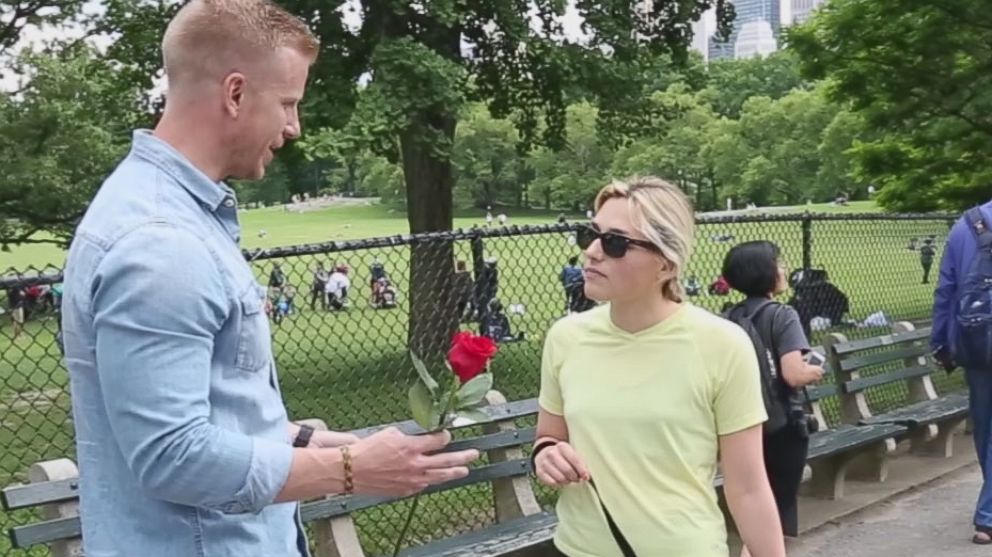 PHOTO: Sean Lowe had a little fun with "GMA," educating unsuspecting dog owners in New York by approaching them with a rose, a treat for their dog and a pet disaster preparedness kit on what we like to call "The Barkelor."