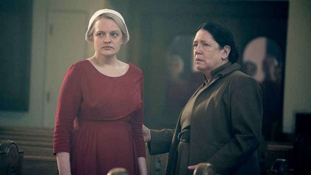 Elisabeth Moss and Ann Dowd appear in a scene from "The Handmaid's Tale."