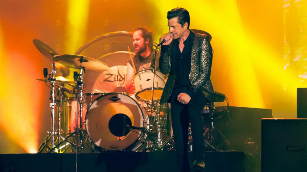 Ronnie Vannucci Jr. and Brandon Flowers of The Killers perform live at Exit Festival 2017, July 5, 2017, in Novi Sad, Serbia.