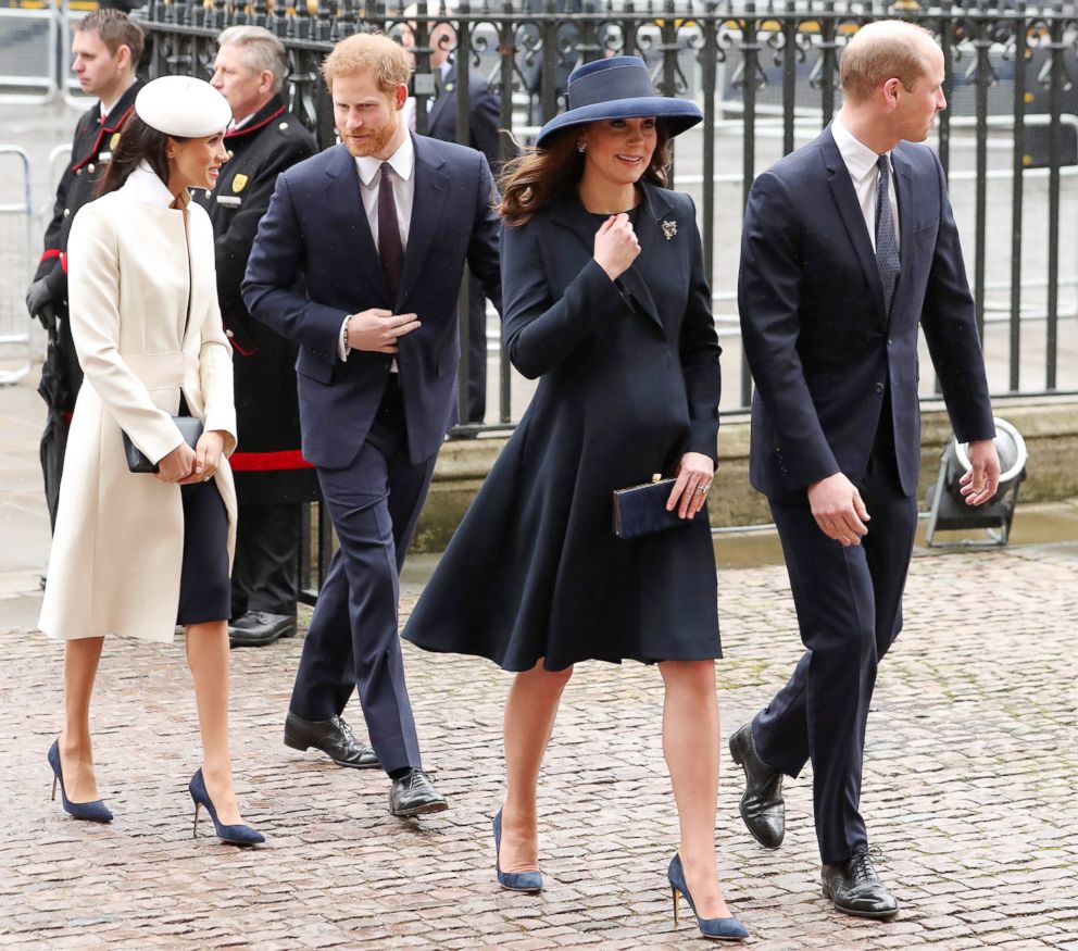 PHOTO: From left, Meghan Markle, Prince Harry, Duchess Catherine and husband Prince William attend a Commonwealth Day Service at Westminster Abbey in central London, on March 12, 2018.
