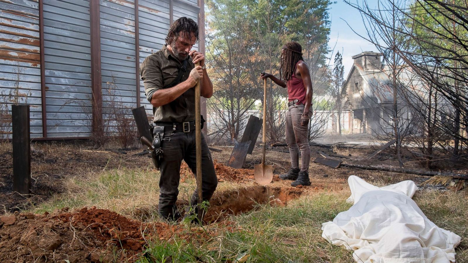 PHOTO: Andrew Lincoln as Rick Grimes, Danai Gurira as Michonne in 'The Walking Dead' season 8, episode 9.