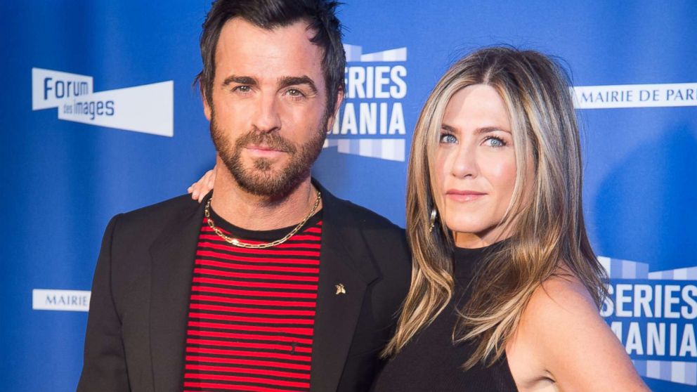 PHOTO: Justin Theroux and Jennifer Aniston attend the Festival Serie Mania Opening Night, at Le Grand Rex, April 13, 2017, in Paris.  