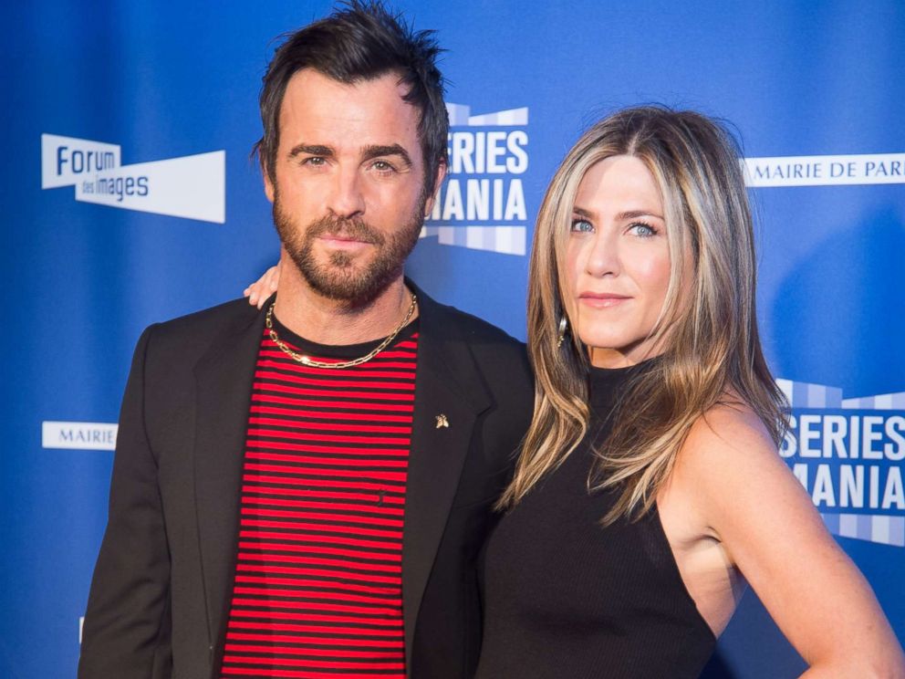 PHOTO: Justin Theroux and Jennifer Aniston attend the Festival Serie Mania Opening Night, at Le Grand Rex, April 13, 2017, in Paris.