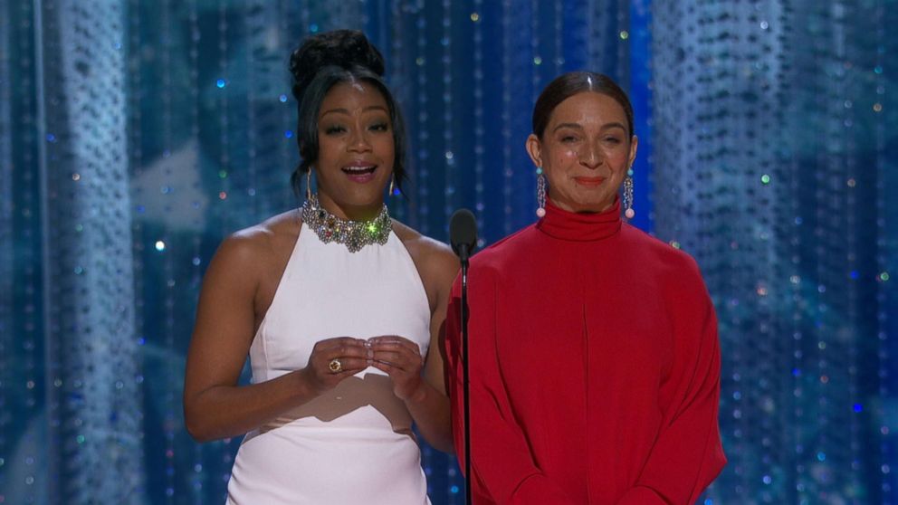 PHOTO: Tiffany Haddish and Maya Rudolph present at the Oscars in Hollywood, March 4, 2018.