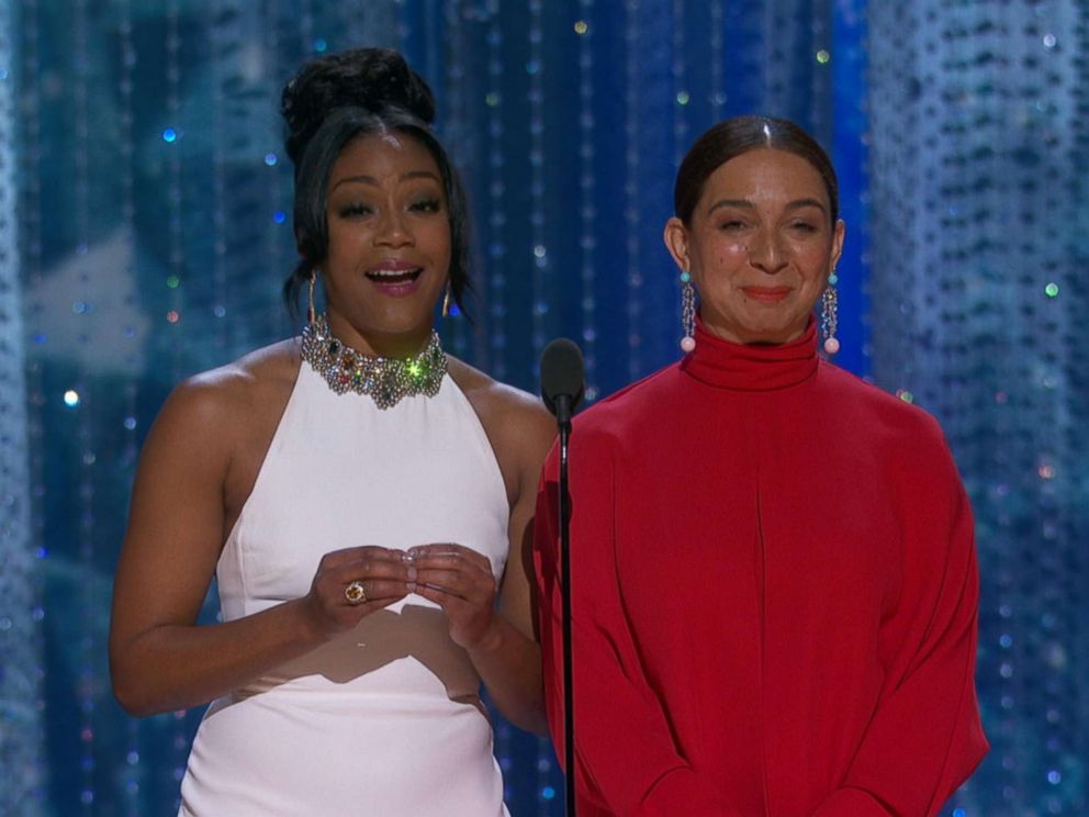 PHOTO: Tiffany Haddish and Maya Rudolph present at the Oscars in Hollywood, March 4, 2018.