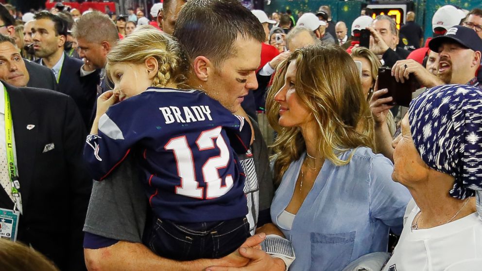 PHOTO: Tom Brady of the New England Patriots celebrates with wife Gisele Bundchen and daughter Vivian Brady after defeating the Atlanta Falcons during Super Bowl 51 at NRG Stadium on Feb. 5, 2017 in Houston.