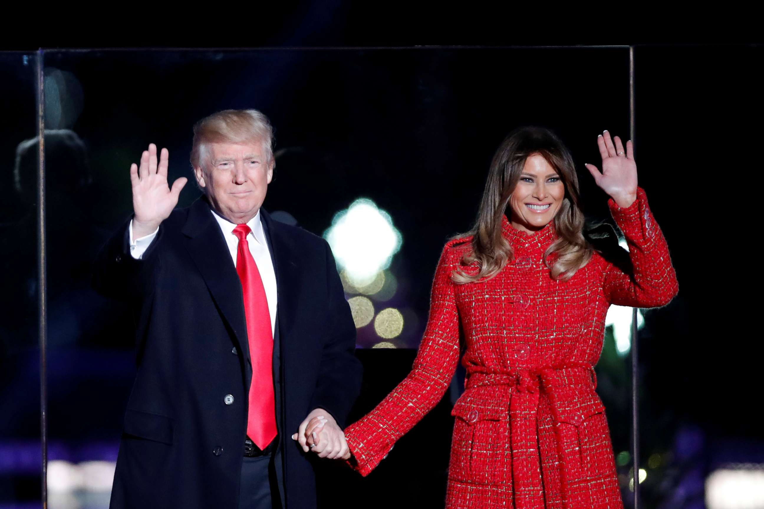 PHOTO: President Donald Trump and First Lady Melania Trump attend the National Christmas Tree Lighting and Pageant of Peace ceremony on the Ellipse near the White House in Washington, Nov. 30, 2017.
