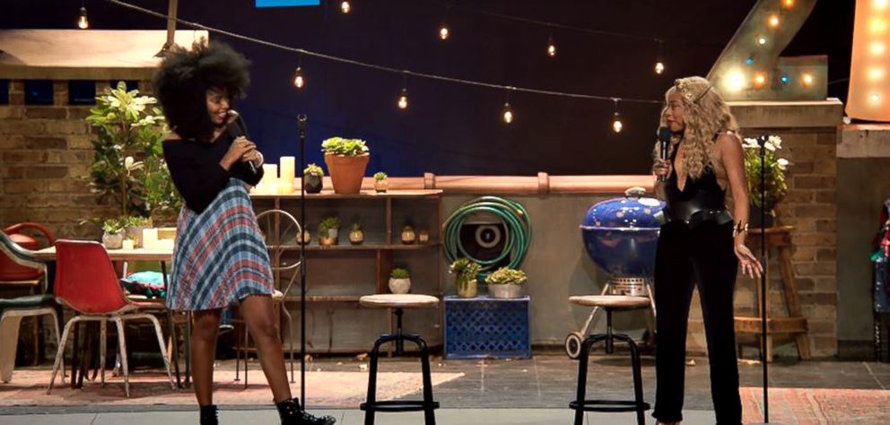 PHOTO: Jessica Williams, left, and Phoebe Robinson on stage in "2 Dope Queens."
 