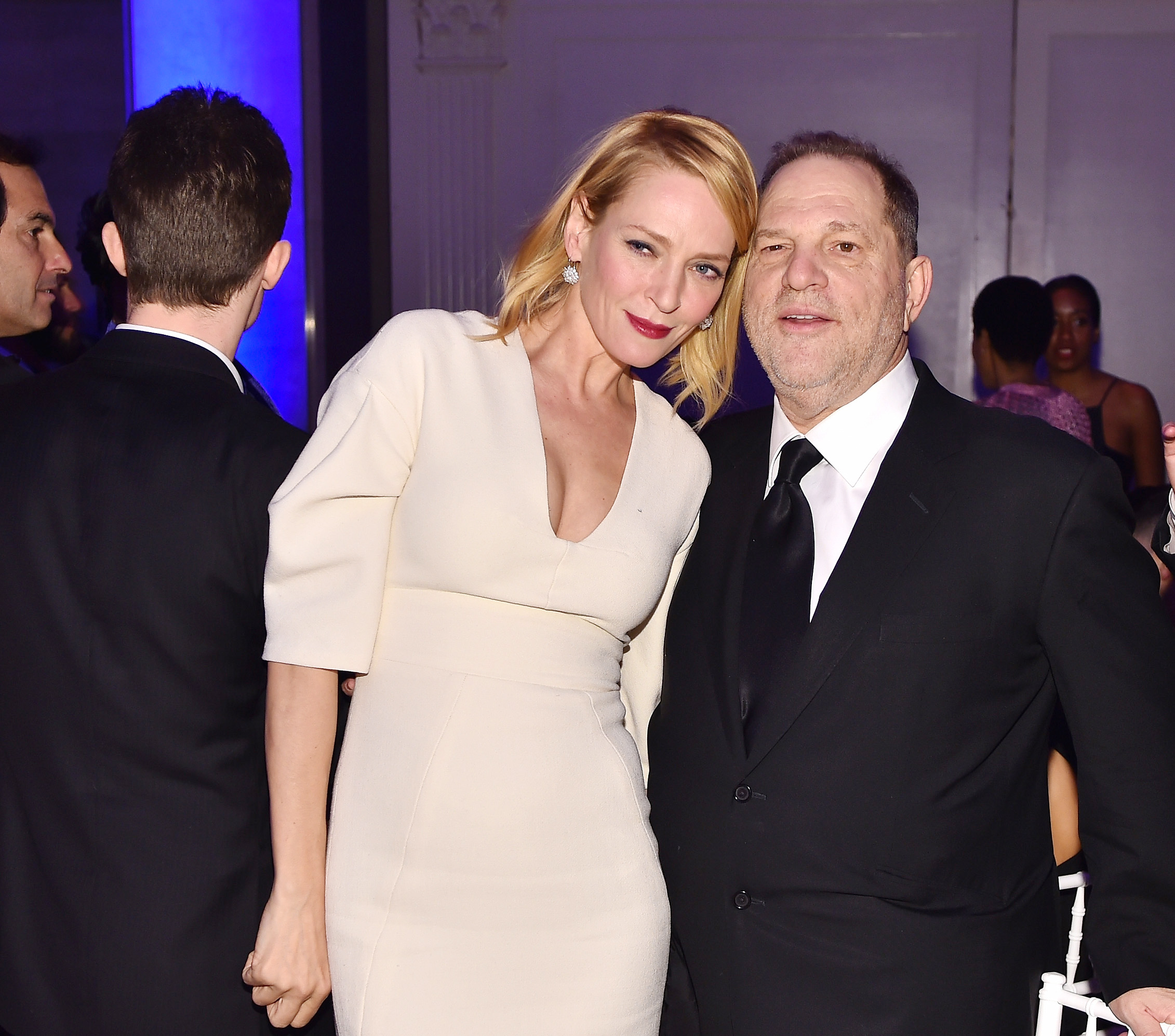 PHOTO: Uma Thurman and Harvey Weinstein attend the 2016 amfAR New York Gala at Cipriani Wall Street, Feb. 10, 2016, in New York City.  