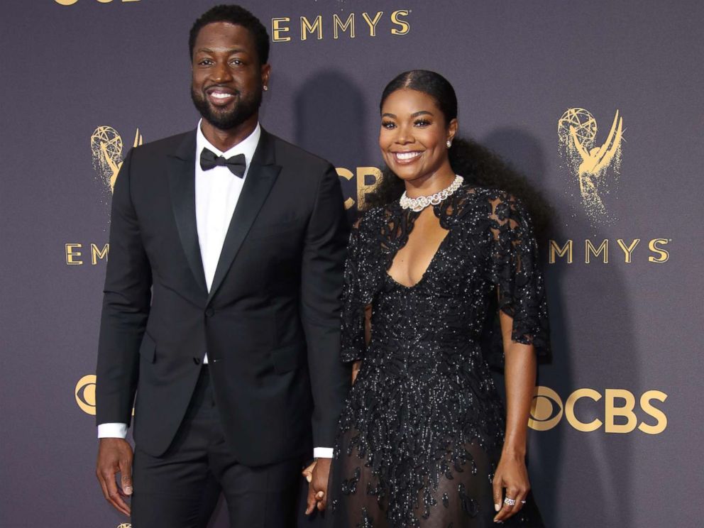PHOTO: Dwyane Wade and Gabrielle Union arrive on the red carpet at the 69th Emmy Awards at the Microsoft Theater, Sept. 17, 2017, in Los Angeles.