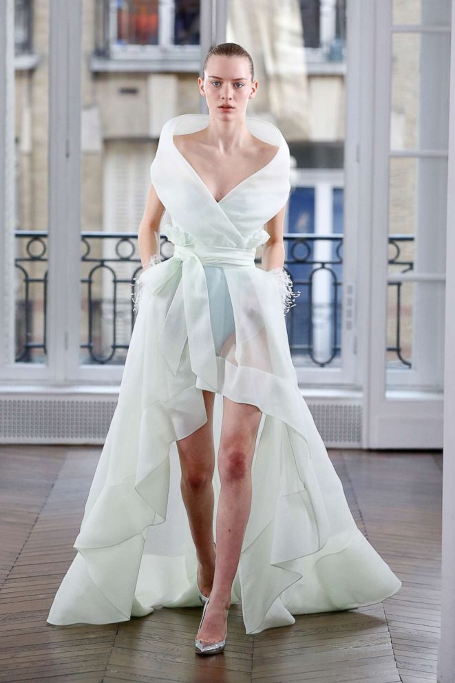 PHOTO: A model walks the runway during the Ralph & Russo Presentation at Paris Fashion Week Womenswear Fall/Winter 2018/2019, Feb. 28, 2018, in Paris. 