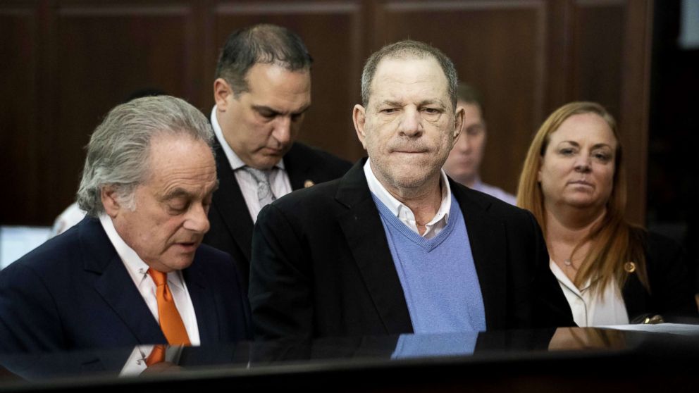 Harvey Weinstein along with his attorney Benjamin Brafman, left, appears at his arraignment in Manhattan Criminal Court, May 25, 2018.