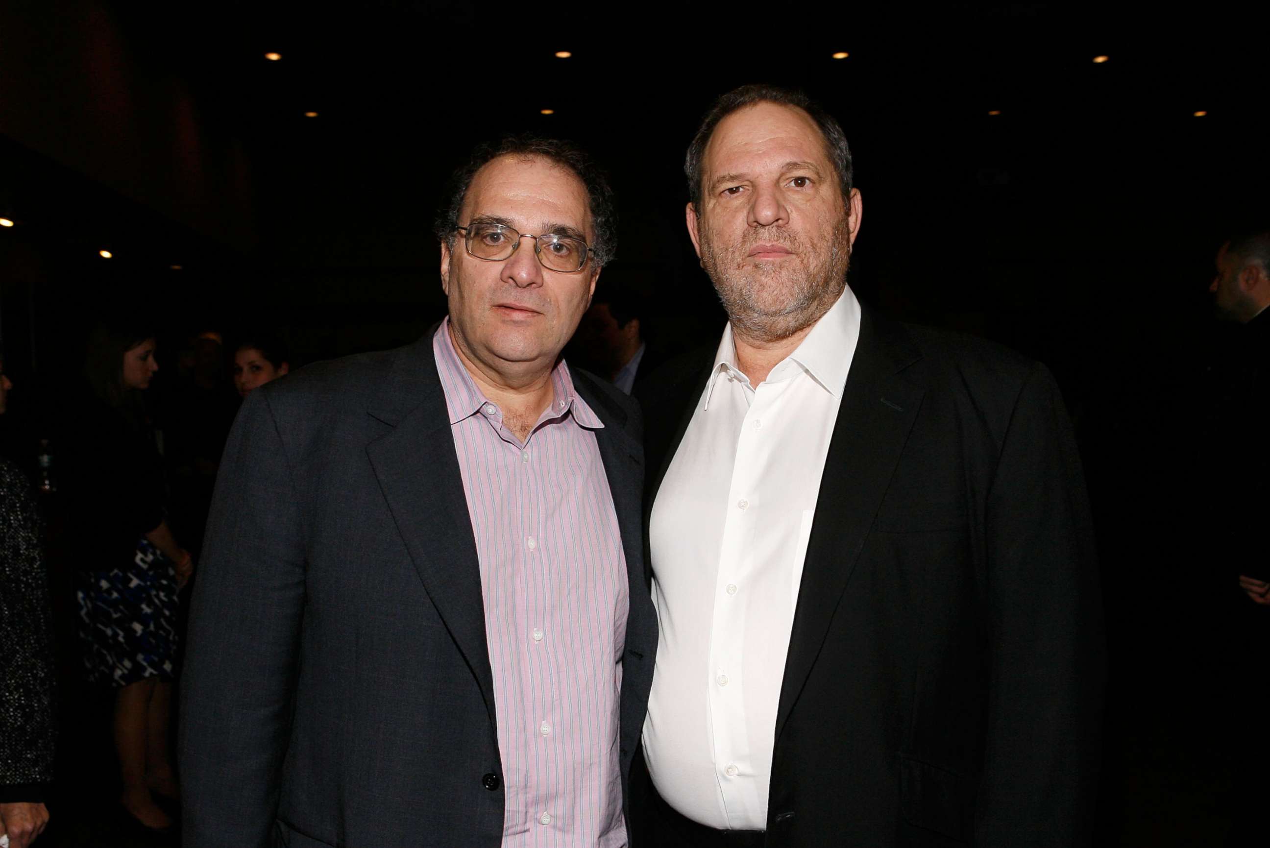 PHOTO: Bob Weinstein and Harvey Weinstein attend the New York premiere of Dimension Films' 'The Road' at Clearview Chelsea Cinemas, Nov. 16, 2009, in New York.