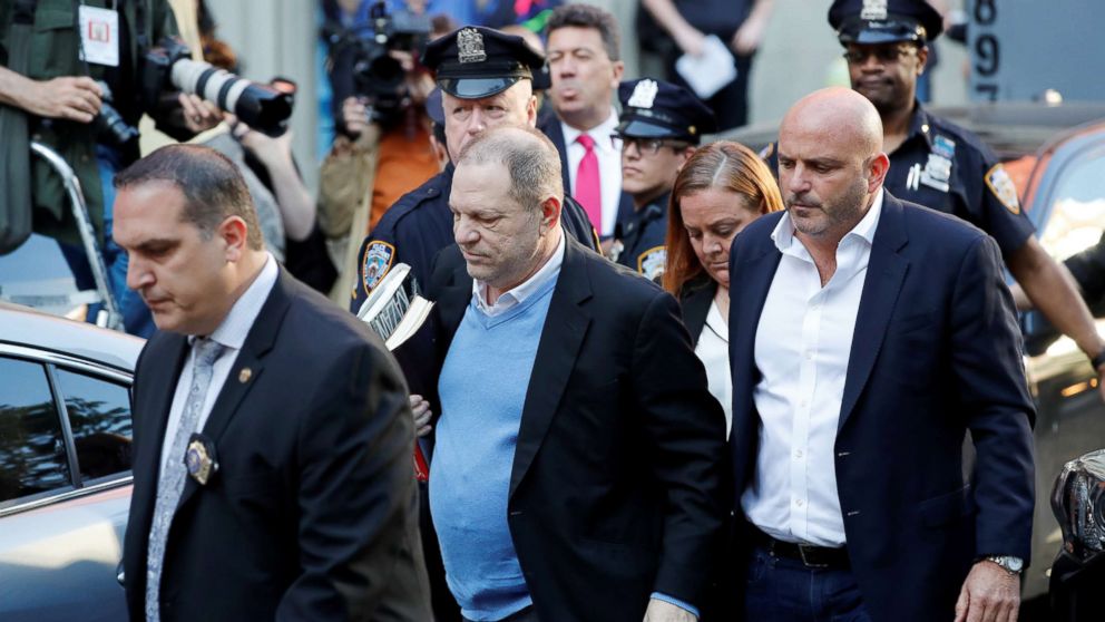 PHOTO: Film producer Harvey Weinstein arrives at the 1st Precinct in Manhattan in New York, May 25, 2018.