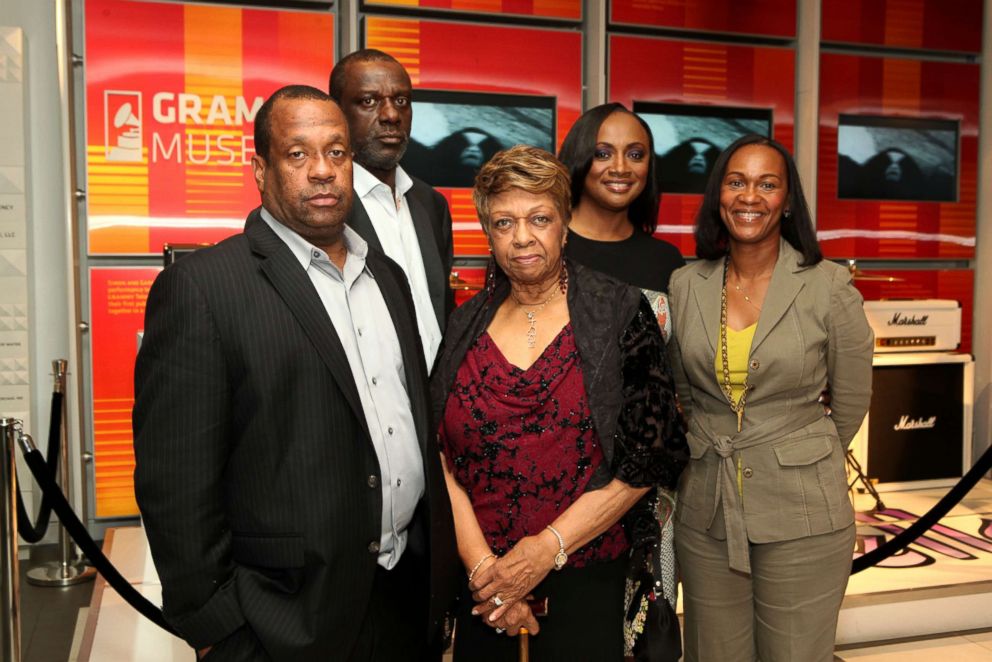 PHOTO: Michael Houston, Gary Houston, Cissy Houston, Pat Houston and Donna Houston at Exhibit Launch Event: Whitney! at The GRAMMY Museum, August 15, 2012, in Los Angeles, California.