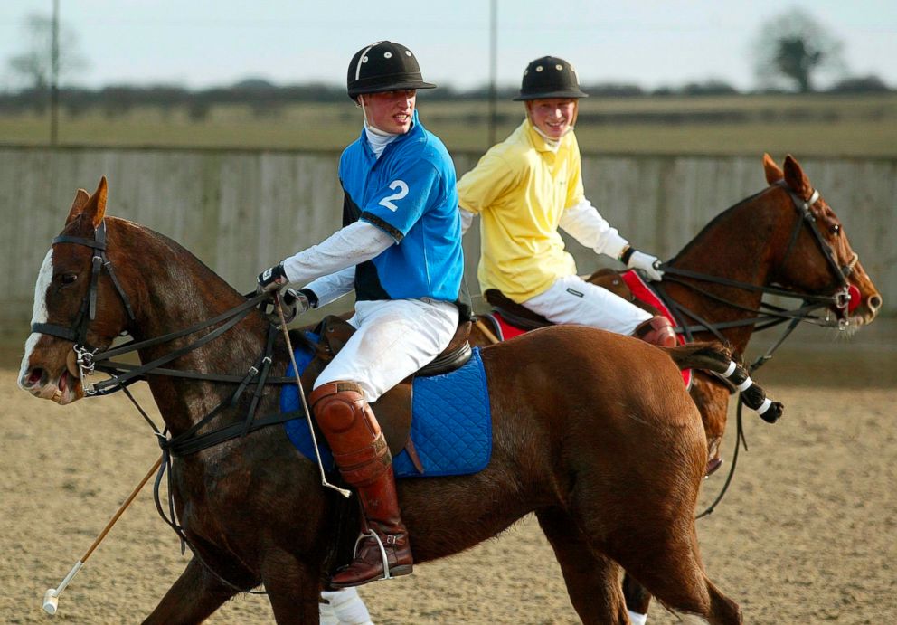 PHOTO: Britain's Prince William, left, and Prince Harry play in a charity polo match held in aid of the victims of the Dec. 26, tsunami in Asia , March 12, 2005.
