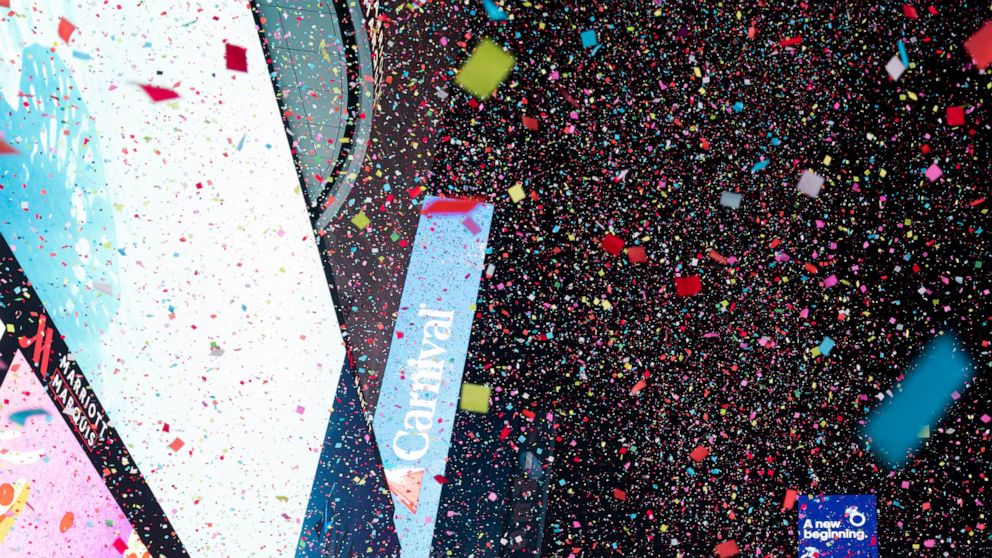 Confetti falls at midnight on the Times Square New Year's celebration, early Sunday, Jan. 1, 2023, in New York. (Photo by Ben Hider/Invision/AP)