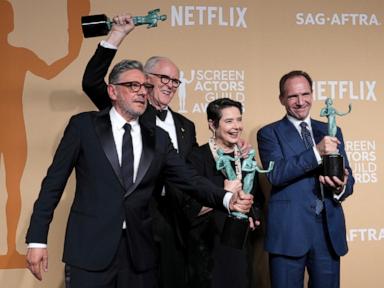 'Conclave' cast celebrates with Timothée Chalamet and Ariana Grande after big SAG Awards win