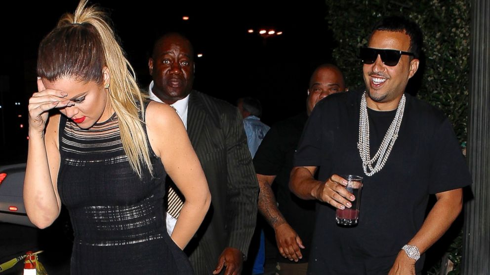 Khloe Kardashian and French Montana arrive at Ceconni's party April 10, 2014. 