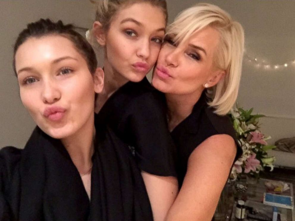 PHOTO: "Real Housewives of Beverly Hills" star Yolanda Hadid poses for a photo with her daughters Gigi and Bella Hadid.