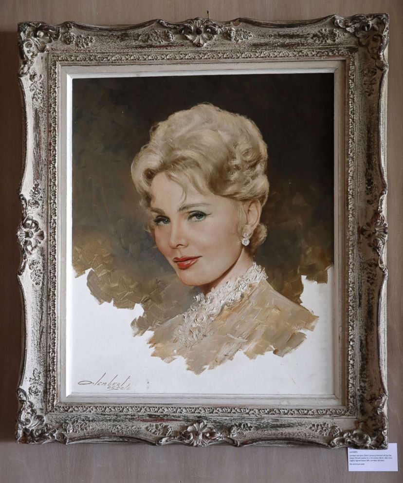 PHOTO: A Lembert de Soto portrait of Zsa Zsa Gabor is displayed at the 'Hello Dal-ling: The Estate of Zsa Zsa Gabor' auction by Heritage Auctions at the late actress residence in Bel Air, Calif., April 12, 2018.