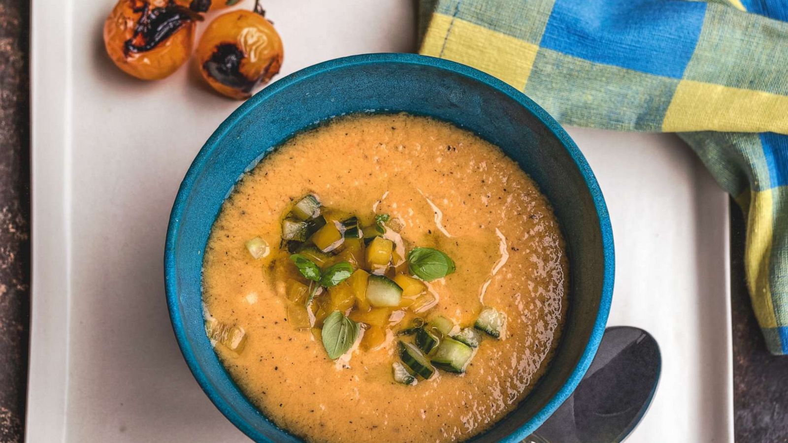 PHOTO: Grilled yellow tomato gazpacho.