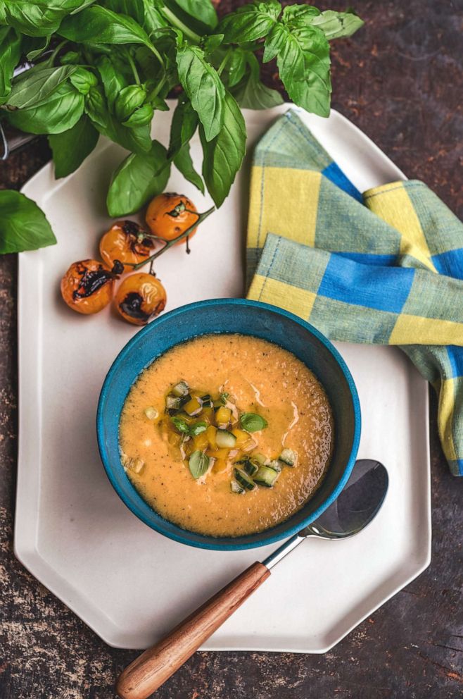 PHOTO: Grilled yellow tomato gazpacho.