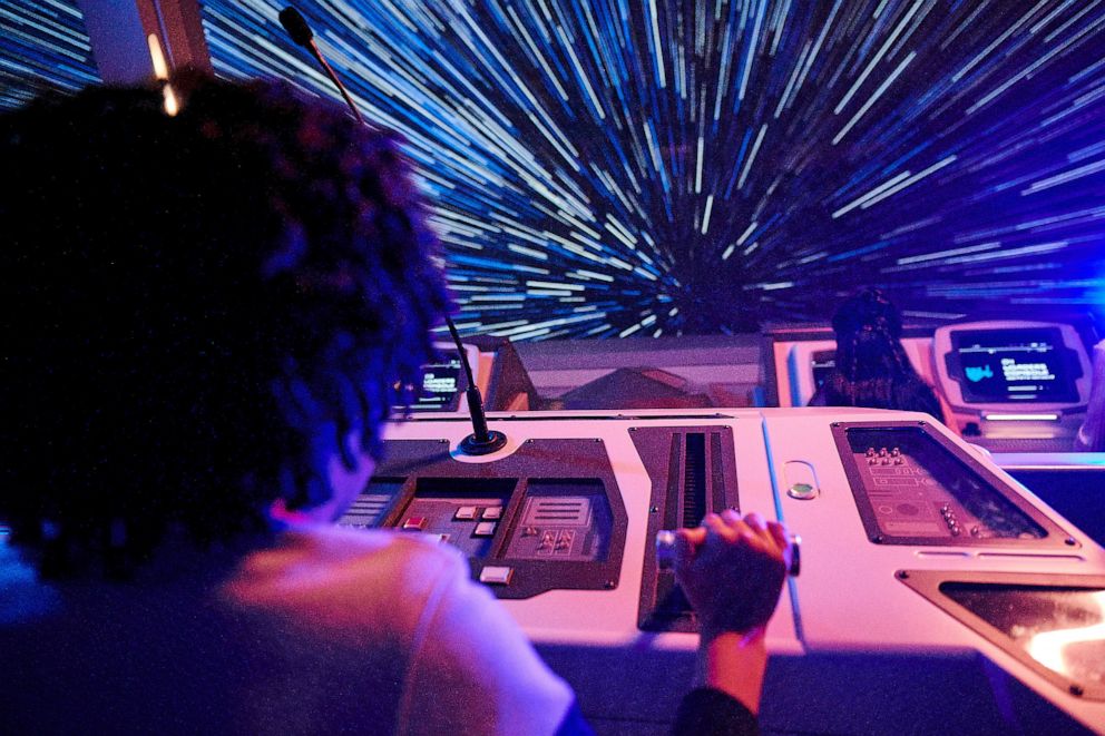 PHOTO: A child launches the Halcyon starcruiser to hyperspace from the Bridge in Star Wars: Galactic Starcruiser at Walt Disney World Resort in Lake Buena Vista, Fla. 