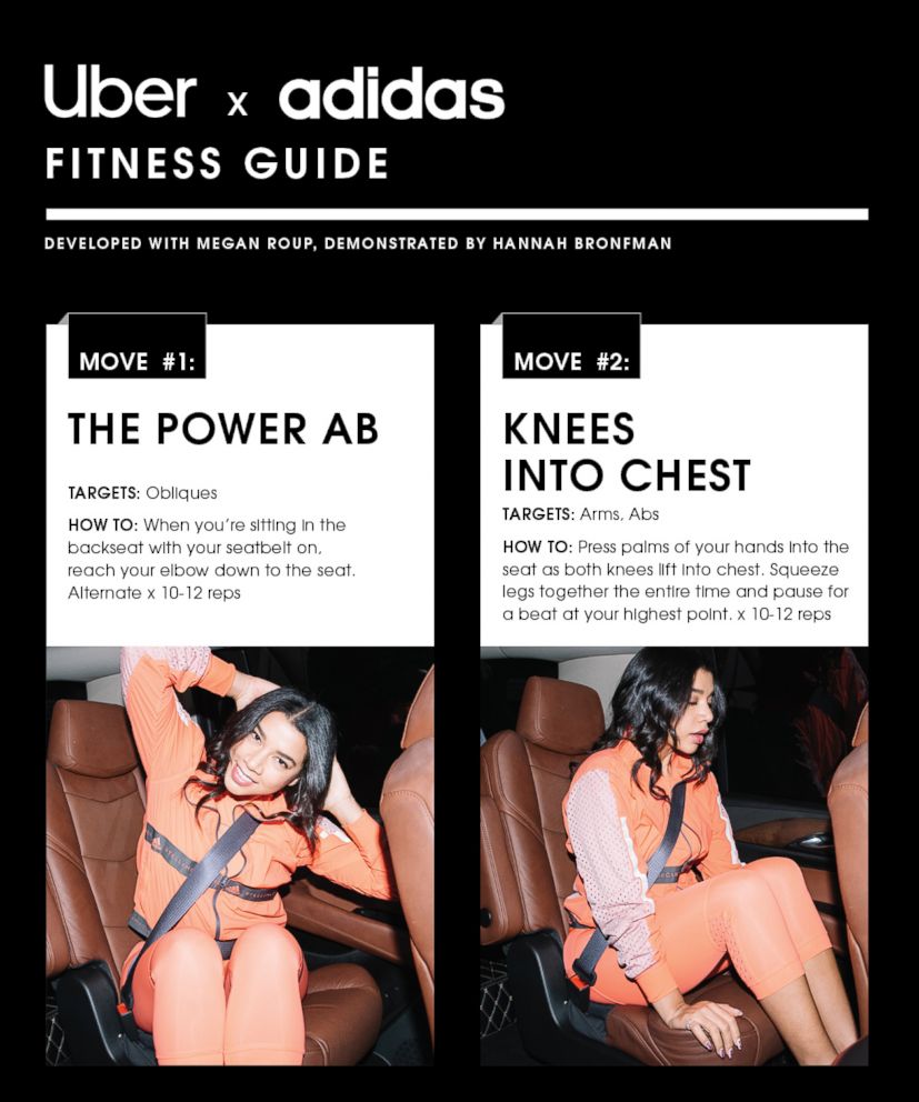  The Uber x adidas Fitness Guide has six easy moves to do while sitting down in the car. 
       