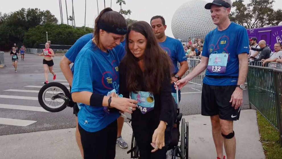 PHOTO: Woman paralyzed by neurological disorder finishes Disney half-marathon.