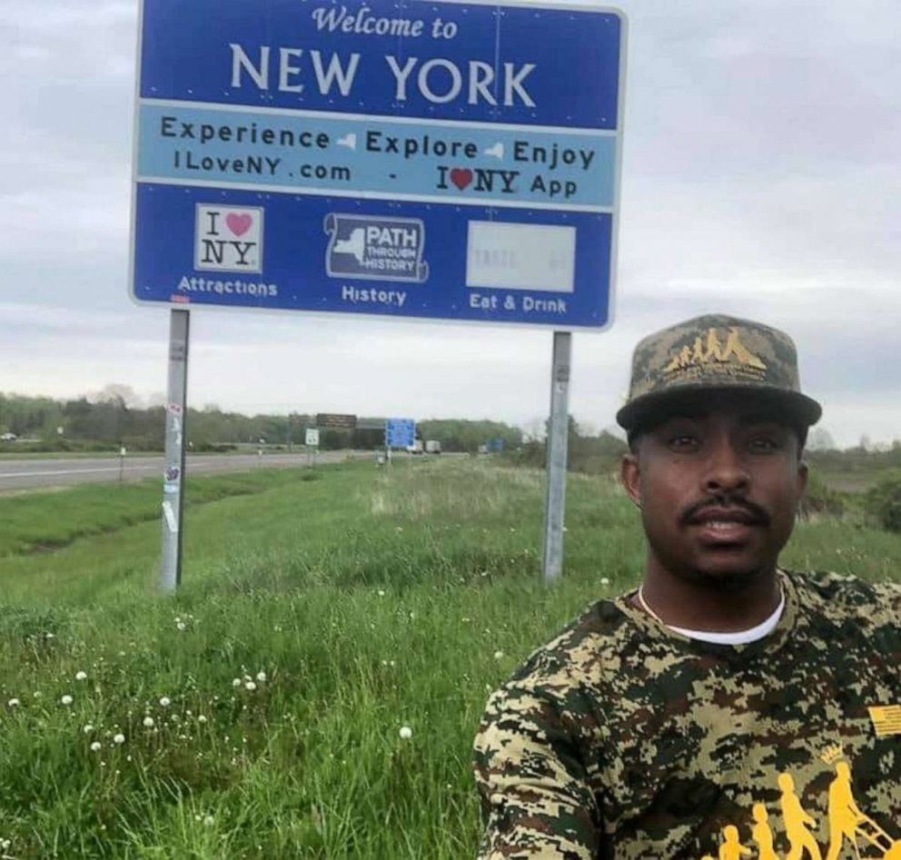 PHOTO: In this undated photo, Rodney Smith Jr. is shown in New York as he travels to all 50 states to mow lawns for free for veterans. 