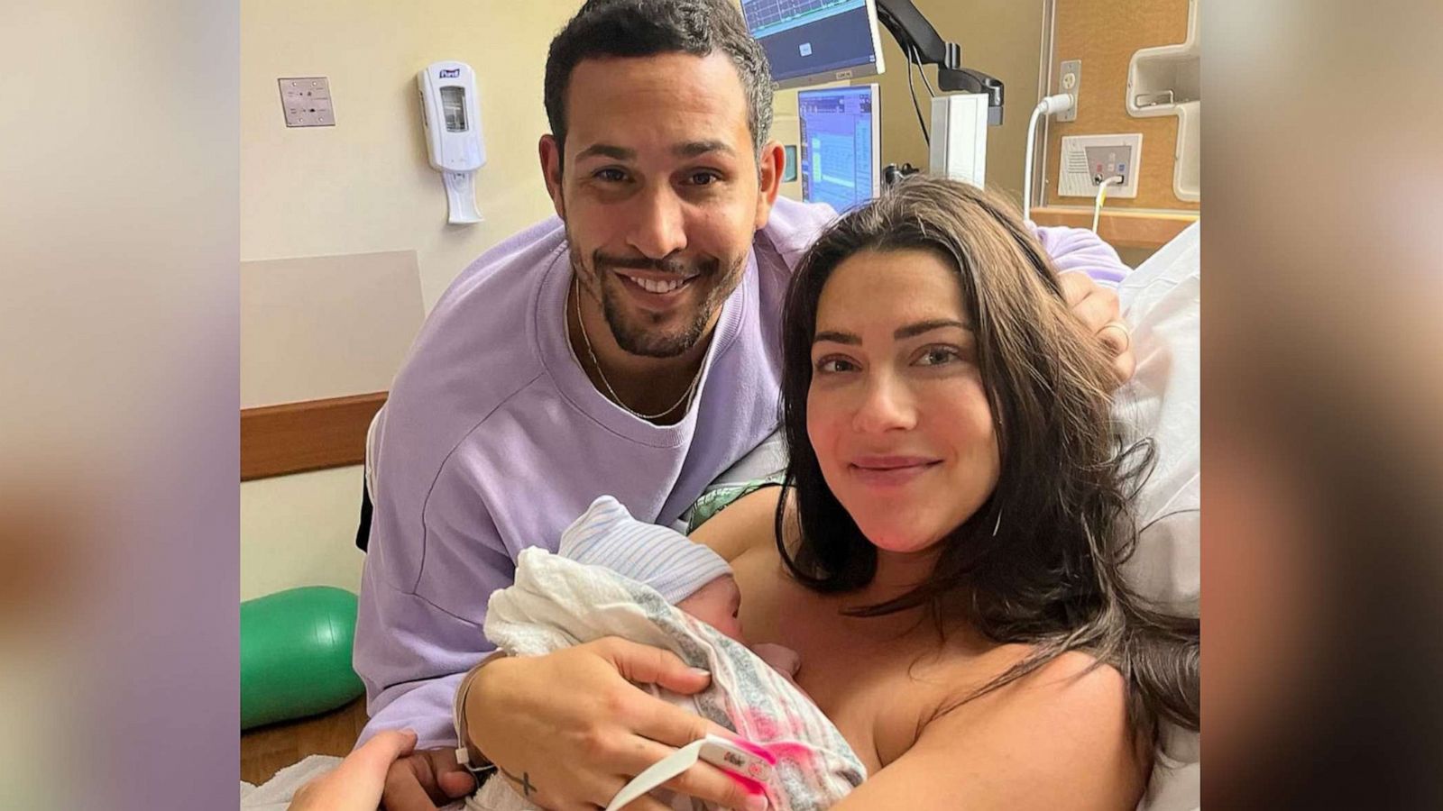 PHOTO: Becca Kufrin appears in a photo shared on her Instagram account with her fiancé Thomas Jacobs and their newborn.