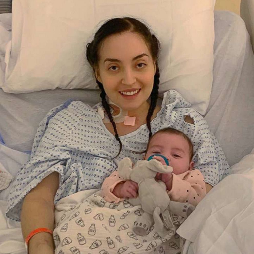 VIDEO: Mom who gave birth while in COVID-19 coma reflects on moment meeting her daughter 